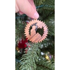 Vintage Nativity Wooden Ornament